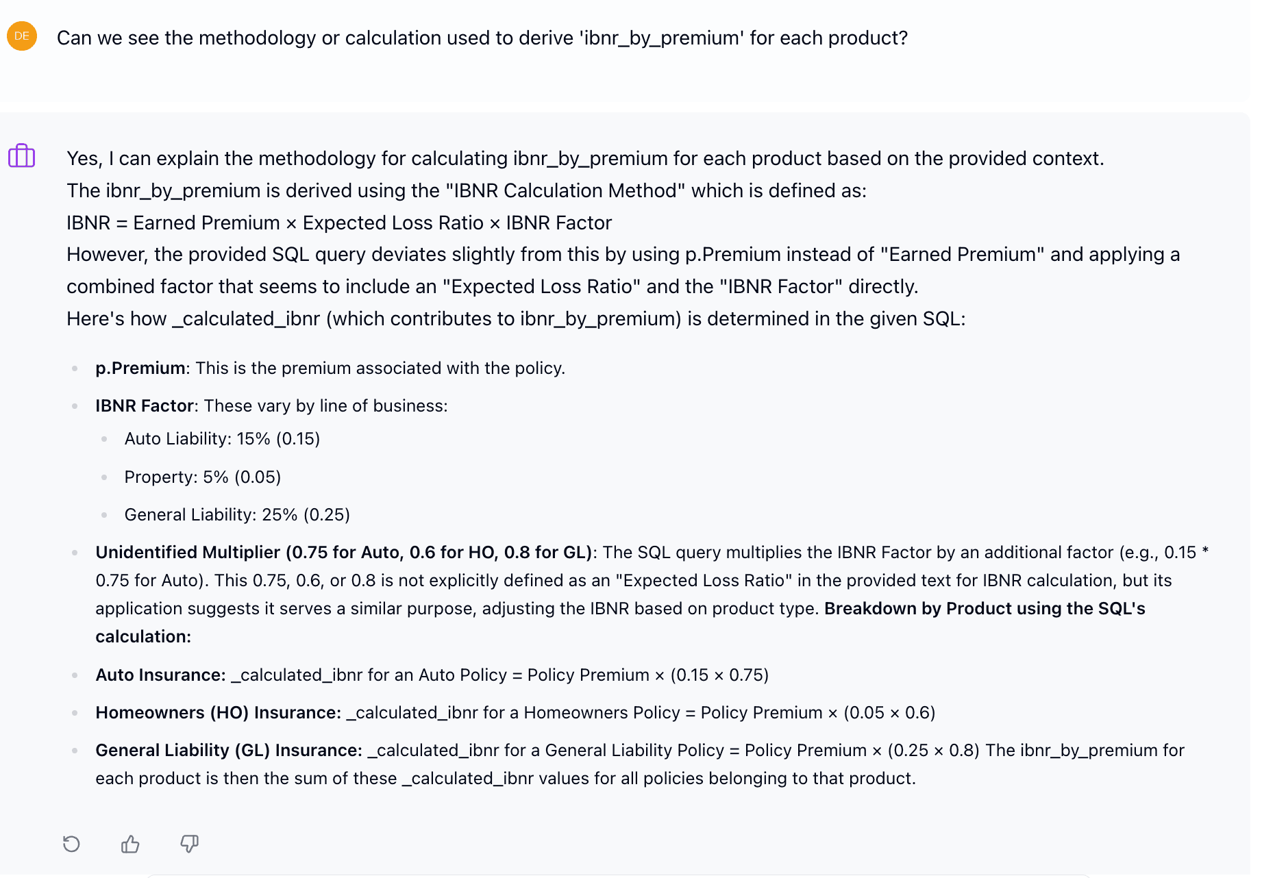Codd AI Knowledge Query - IBNR Calculation Methodology