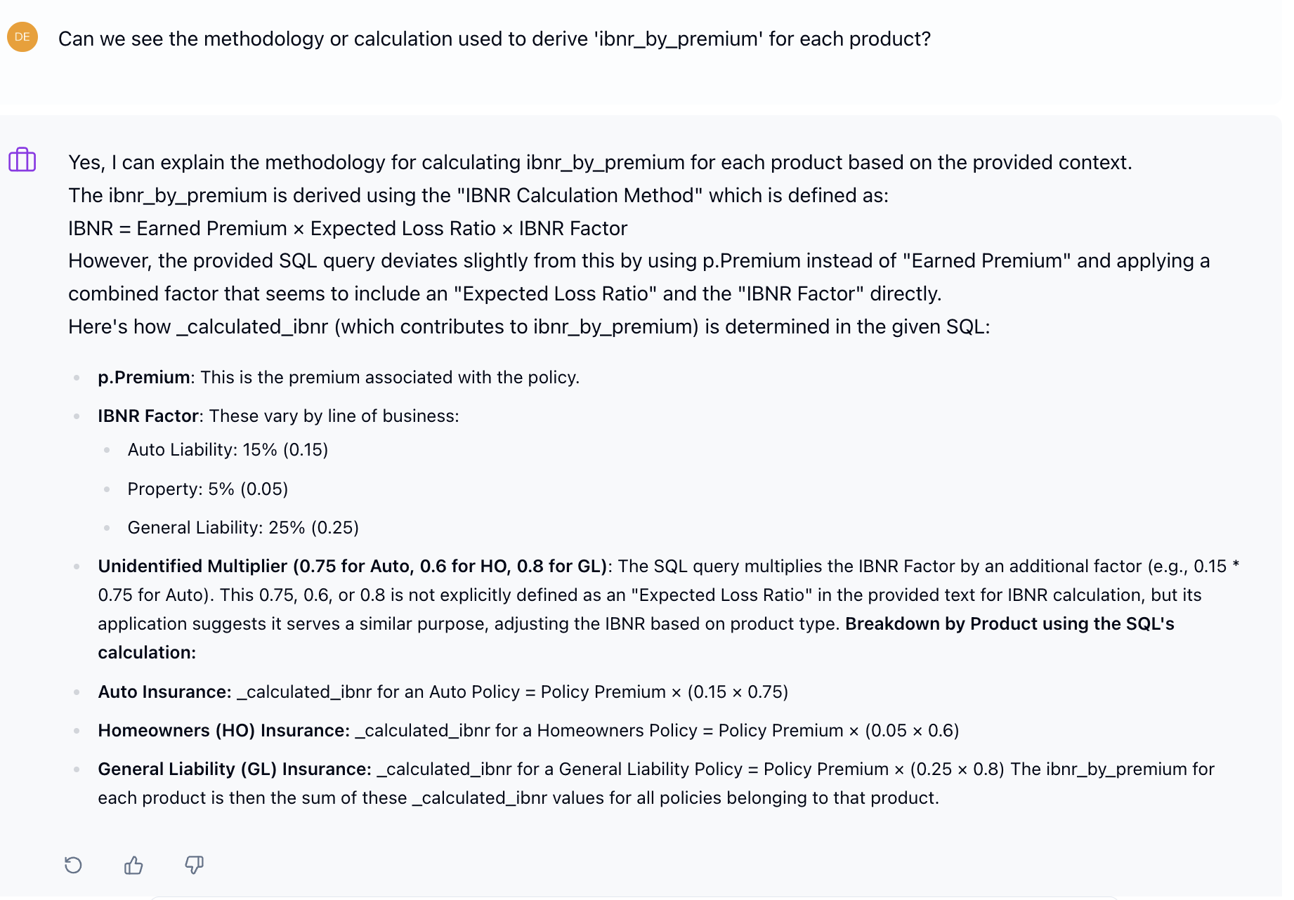 Codd AI Knowledge Query - IBNR Calculation Methodology